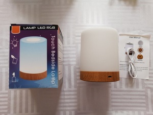 Colorful Wood Grain Dimmable <b>LED</b> Minimalist Table Lamp Touch Control Rechargeable Bedroom <b>Night</b> <b>Light</b> 3W - Product Image 6