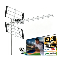 Antenne TV numérique Yagi extérieure 1080P avec câble de 10 m, antenne HDTV longue portée 15dBi pour chaînes locales gratuites DVB-T2