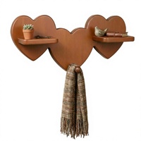 Étagère murale en bois en forme de cœur vintage Falnvita, 5,43" de profondeur x 6" de hauteur, étagères rustiques pour bibelots, pour chambre à coucher, salon, salle de bain