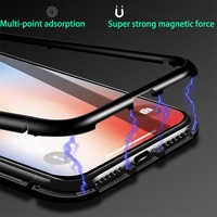 Coque Magnétique à Adsorption pour iPhone 17 Pro Max Housse Luxe en Métal Bumper Verre Trempé Arrière pour iPhone 16 Étui Flip Coque