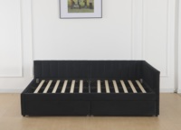 Willsoon Modernes Samtbezogenes L-förmiges Doppel-Tagesbett mit Stauraumschubladen, Intelligentes Ecksofabett für das Schlafzimmer mit Massagefunktion