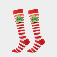 Chaussettes de compression de Noël avec logo personnalisé, hauteur genou, compression graduée, vente en gros, chaussettes de Noël
