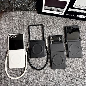 Funda Magnética para Teléfono con Función de Cordón, Piel Vegana, Carcasa Rígida de PC para Samsung Galaxy <span class=keywords><strong>Z</strong></span> Flip 7 6 5 /<span class=keywords><strong>Motorola</strong></span> <span class=keywords><strong>Razr</strong></span> 60 - Product Image 1