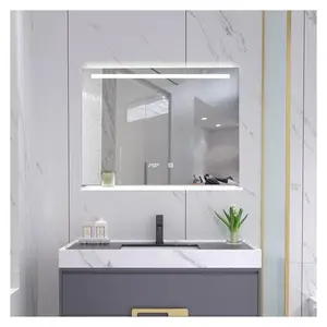 قطعة عصرية تُعلق على الحائط حمام الغرور مرآة ذكية مع أضواء led ل فندق المنزل مرآة حمام