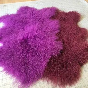 Stock Colors Lamb Fur Pelts Long Curly Hairs wool rug