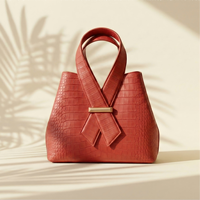 Sac à main de luxe à texture croco avec poignée ruban rouge, pochette de soirée, accent doré, trousse de maquillage pour produits de beauté, cadeau personnalisé avec logo GWP