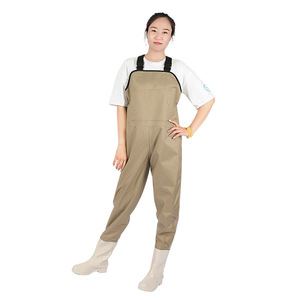 Women's Waterproof Waders With Boots Khaki Nylon One Piece Fishing Suit Full Body Rain Pants For Outdoor Use - Product Image 2