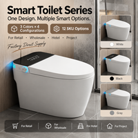 Vente en gros usine WC intelligent monobloc en céramique avec bidet intégré, chasse d'eau automatique, télécommande, siphon en S et siège chauffant
