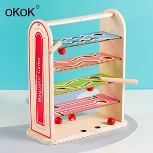 Gioco di Dribbling in Legno per Bambini (4-6 Anni) Gioco Educativo di Squadra Divertente da Tavolo con Palline Rotolanti e Confezione in Scatola Colorata - Product Image 1