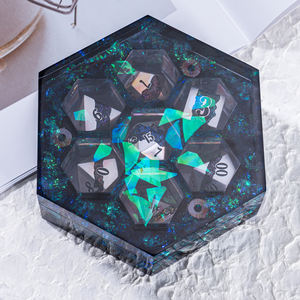 휴대용 레진 자석 잠금 주사위 블랙 파우치 박스 (7개 금속 레진 주사위 여행용 휴대 케이스) - Product Image 6