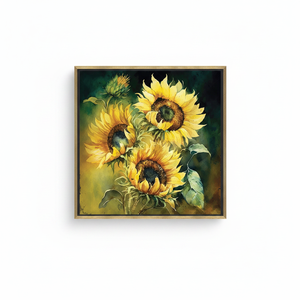 Sunflower Painting Print: Yellow Floral <b>Canvas</b> Wall Art,GOLD <b>FRAMED</b> <b>CANVAS</b> - Product Image 2