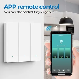 Interruptor <span class=keywords><strong>de</strong></span> Luz Inteligente Haozee Zigbee + <span class=keywords><strong>Control</strong></span> por Aplicación + Sensor <span class=keywords><strong>de</strong></span> <span class=keywords><strong>Presencia</strong></span>, Enchufe Eléctrico AC100~240V Sin Neutro, Para Hogar y Hotel - Product Image 6
