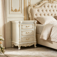 Commode haute en bois blanc sculptée de style européen, armoire de rangement vintage pour chambre à coucher, vente en gros