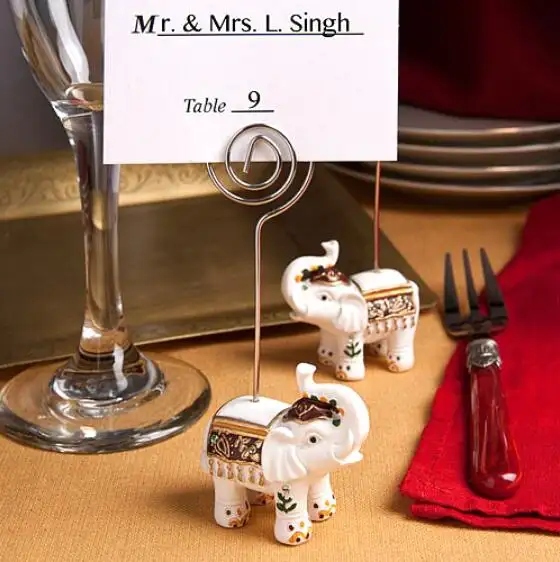 शादी के पक्ष में गुड लक हाथी जगह कार्ड धारकों मेज सजावट (100pcs/बहुत)
