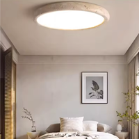 Luminaire LED moderne de salon de forme ronde en pierre de travertin naturel beige, anneau fin, surface en travertin, montage mural, personnalisable