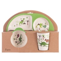 Ensemble de vaisselle en fibre de bambou compostable écologique avec logo personnalisé, ensemble d'assiettes pour enfants et kit d'ustensiles