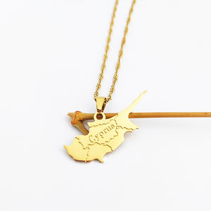 Ciprus mappa collana gioielli 316L acciaio inossidabile mappa di ciprus ciondolo collana 18k gioielli in oro Bijoux Acier Inoxydable Joyas - Product Image 4