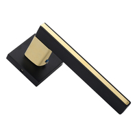 Poignée de porte carrée avec cylindre européen et rosette, ensemble de serrure de porte noir mat, mécanisme intérieur symétrique pour bois