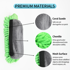 Individuell Bedruckbare Chenille-Korallenfleece-Waschhandschuhe für Autos, Multifunktionale Wasserdichte Auskleidung, Elastischer Handgelenkriemen, Autoreinigungshandschuhe - Product Image 5