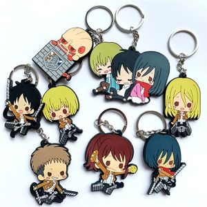 Porte-clés 21 Designs Anime Attaque sur Tian Porte-clés PVC <span class=keywords><strong>Eren</strong></span> Jaeger <span class=keywords><strong>Armin</strong></span> Personnage 2D Silicone Souple Double Face Porte-clés - Product Image 1