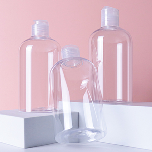Spot Transparent Luxe <span class=keywords><strong>Minimaliste</strong></span> Cosmétiques Rond Shampooing Corps Lait Presse Flip En Plastique Pompe Tête Bouteilles - Product Image 2