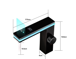 Vòi lavabo nhà tắm đèn <span class=keywords><strong>LED</strong></span> hiển thị kỹ thuật số, một lỗ, nước nóng lạnh - Product Image 6