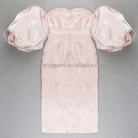 QUEENSGOWN manches bouffantes sirène robe au genou mariée ivoire chérie pansement robe de bal