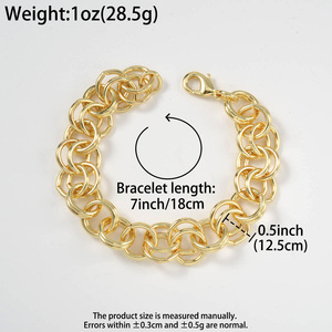 Bracelets unisexes en or plaqué 18 carats, finition polie, double entrelacement géométrique ovale, vente en gros - Product Image 6