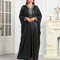 Robe longue ample à col en V et manches chauve-souris ornées de diamants, grande taille, pour femme, idéale pour les soirées d'été, les fêtes et les bals de promo