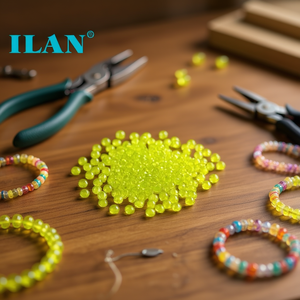 Perline trasparenti gialle da 6 mm, 15g, per la creazione di gioielli - Product Image 3