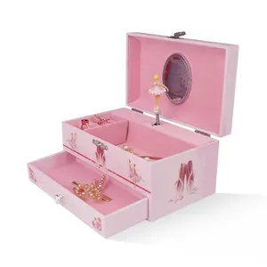 Ever Bright Ballerina Pink Hot Sale Jewelry Musical Boxes Mechanism Wooden Christmas Gift For Girls