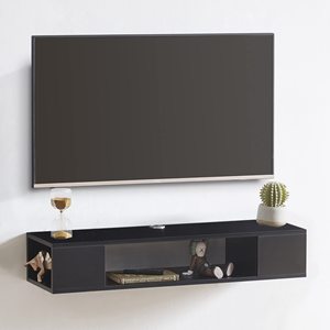 <span class=keywords><strong>Meuble</strong></span> TV moderne à panneaux en bois mural avec prise de courant <span class=keywords><strong>Meuble</strong></span> TV flottant Console multimédia Étagère pour le rangement du salon - Product Image 4