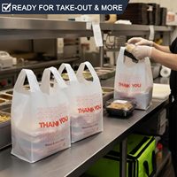Sacs en PE réutilisables personnalisés pour T-shirts, impression par gravure, design « Merci », poignée longue, pour aliments pour animaux de compagnie