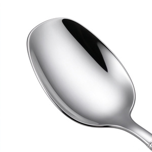 Stainless Steel Dinner Spoon 19.2cm 28g with Long Square Handle Hammered Lantern Shape <b>Bowl</b> Mirror Polished Korean Style Cutlery - Product Image 4
