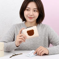 Dompet ritsleting wanita desain Beruang kelas atas lucu dapat dilipat rantai kecil poliester lapisan PU grosir