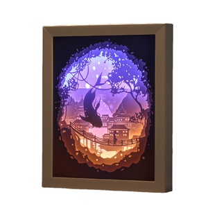 Eco Friendly Cheap 3D Shadow Box Frame Night Light Plastic Wood Shadow Box