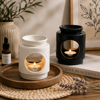 Brûleur à Huile en Céramique Minimaliste Moderne, Chauffe-Cire, Diffuseur d'Huiles Essentielles, Porte-Bougie Chauffe-Plat pour Décoration Intérieure