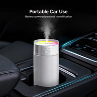Humidificateur ultrasonique 500 ml, mini humidificateur portable pour voiture, batterie USB 1800 mAh, lumière LED colorée, diffuseur d'air pour la maison et le bureau