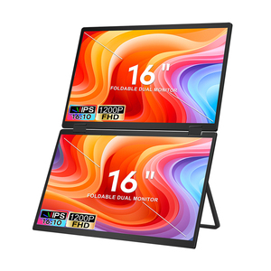 Monitor Dual Plegable de 16 Pulgadas IPS FHD LED para Portátil, Pantalla Plegable de 360 Grados con Puertos Tipo-C, Pantalla IPS Plug and Play - Product Image 1