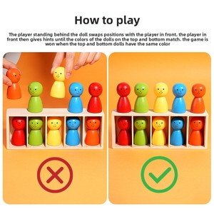 Jeu éducatif de reconnaissance des couleurs en bois pour enfants : poupées, étiquettes, devinettes, logique, entraînement, jeu multijoueur, apprentissage précoce - Product Image 3
