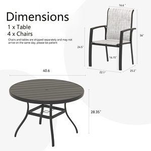 Patio Dining Set 5 Piece With 40.6 Inch Round Metal Table And 4 <b>Stackable</b> <b>Chairs</b> <b>Outdoor</b> Furniture For Deck Or Balcony - Product Image 2