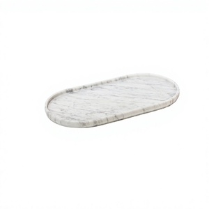 Plateau en marbre blanc de qualité supérieure pour servir des fruits et des aliments, forme ovale, taille personnalisée, plateau de service aux prix les plus bas - Product Image 1
