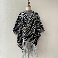 Châle d'hiver pour femme, motif zigzag, en polyester épais et extra-large, idéal pour les salles climatisées, inspiré du tourisme du lac Sayram du Xinjiang