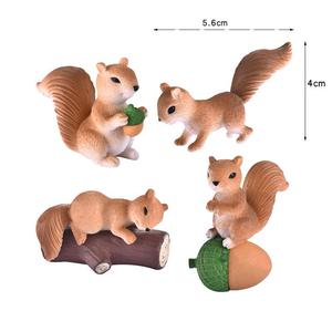 Personalizado Resina 4 pcs/set Moss Micro Paisagem Terrário Estatueta Decoração Animal Esquilo Bonito Estátuas figura animal - Product Image 3