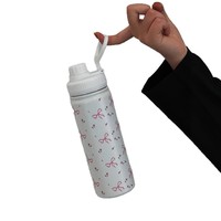 Thermos portable en acier inoxydable à isolation sous vide, motif floral nœud papillon, pour voiture, sports/fitness en extérieur 6-12