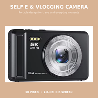 Appareil photo numérique 5K, photographie, caméra vidéo pour vlog, 72MP, zoom 18X, charge rapide type C, mise au point macro, selfie, portable, image CCD