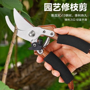 Pinheng Bypass Pruning Shears 20-30 Mm Stainless Steel Blade Wood Handle For Fruit <b>Tree</b> Trimming - Product Image 3