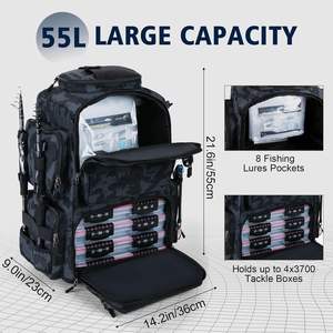 Muestra Gratuita de Bolsa de Pesca con Soporte para Caña y Equipo, Bolsa de Almacenamiento de Pesca Ligera con Correa, Mochila de Pesca para Exteriores - Product Image 3