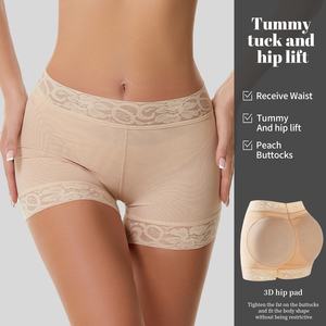 Invisible Seamless Butt Lifting Dentelle Shaper Shorts Ferme Crocheté Taille Cinchers Réduire Les Fesses Lifter Collants <span class=keywords><strong>Gaine</strong></span> Rouge - Product Image 2