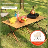 Table de camping pliante et enroulable en stock, mobilier d'extérieur portable pour pique-nique, en acier à haute teneur en carbone, design 'œuf roulé', équipement de camping